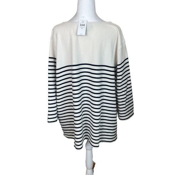 J Jill We Ottoman Square Neck Top Navy Stripe 4X Nautical Coastal Vacation NWT - Picture 5 of 12